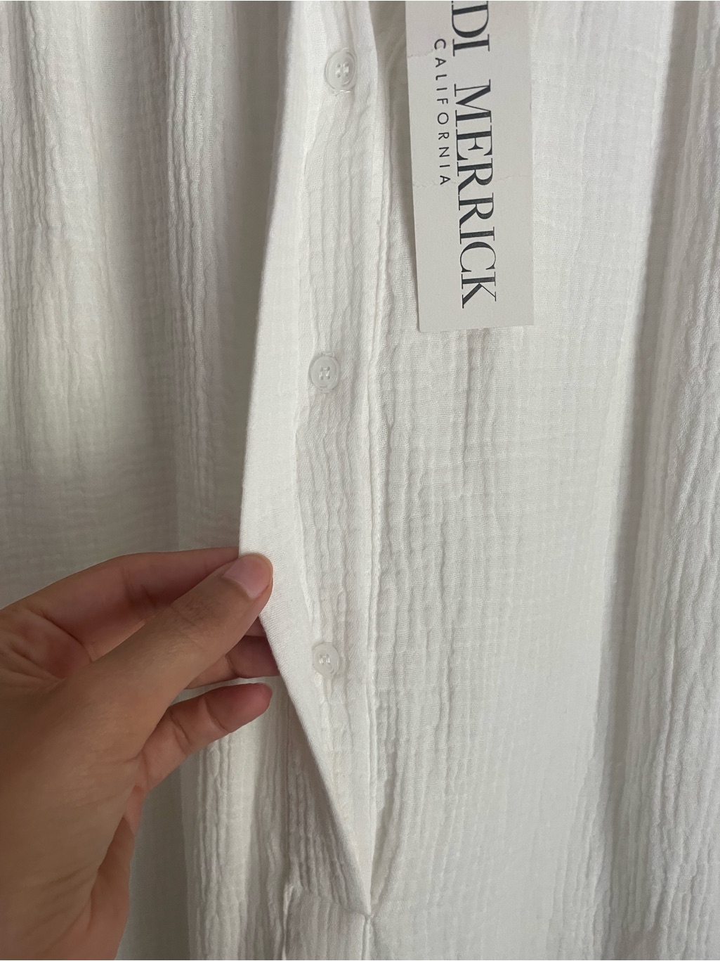 Heidi Merrick White Cotton Double Gauze Kaftan Midi Dress Size L Flawed Read — image 3 of 8